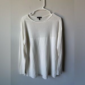 Eileen Fisher Woman’s Organic Linen White Crewneck Sweater